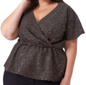 Lane Bryant Women's Plus Size Sparkle Peplum Top with V-Neck Size 18/20